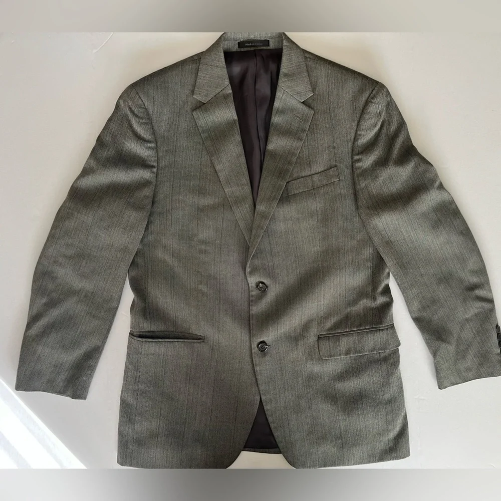 Chaps Mens Blazer Sport Coat Two Button Jacket Mens Size 40R Casual Suits Grey